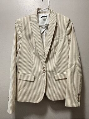 Striped Cream & White Women's Blazer